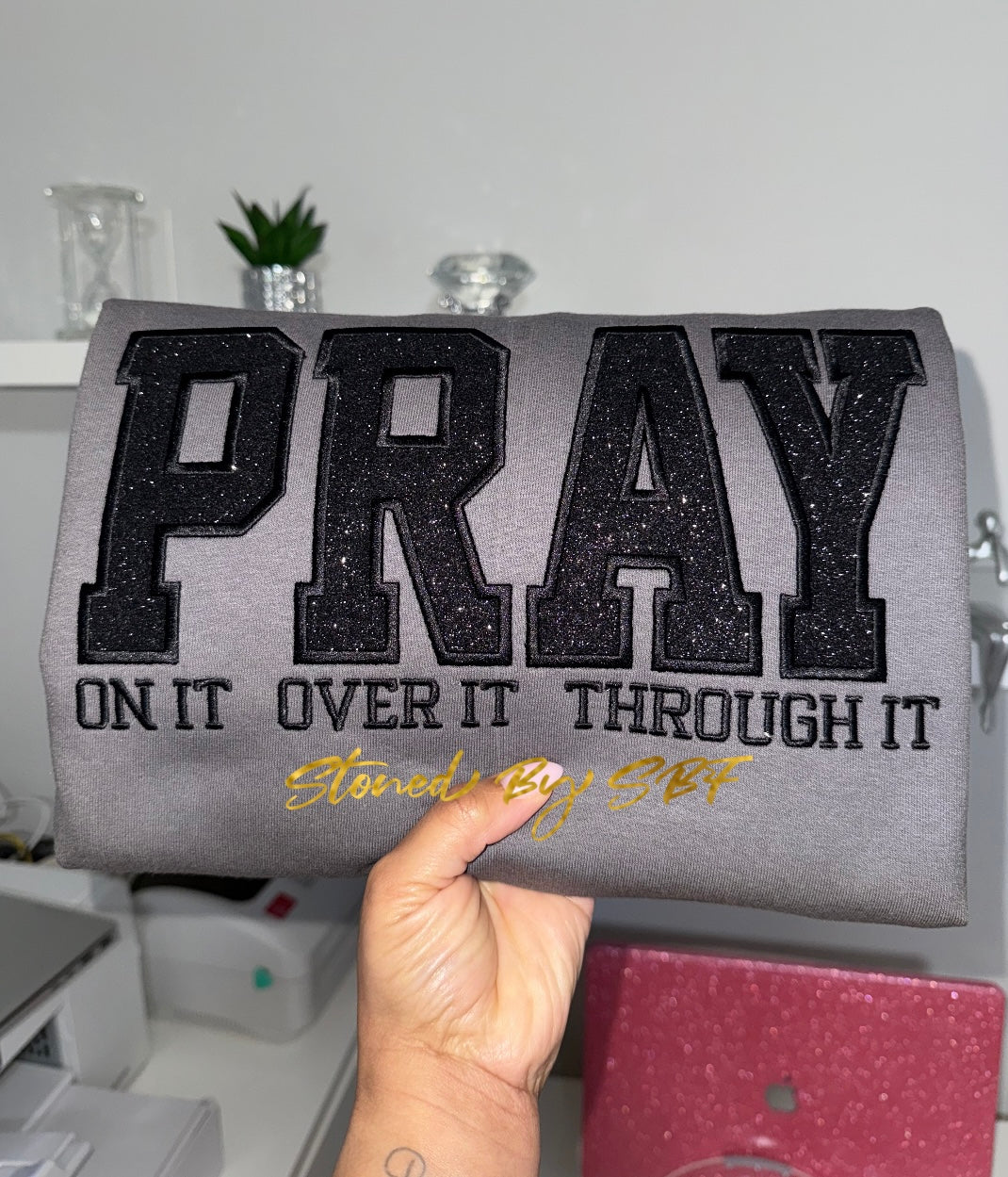 Pray - Embroidery and Glitter Vinyl